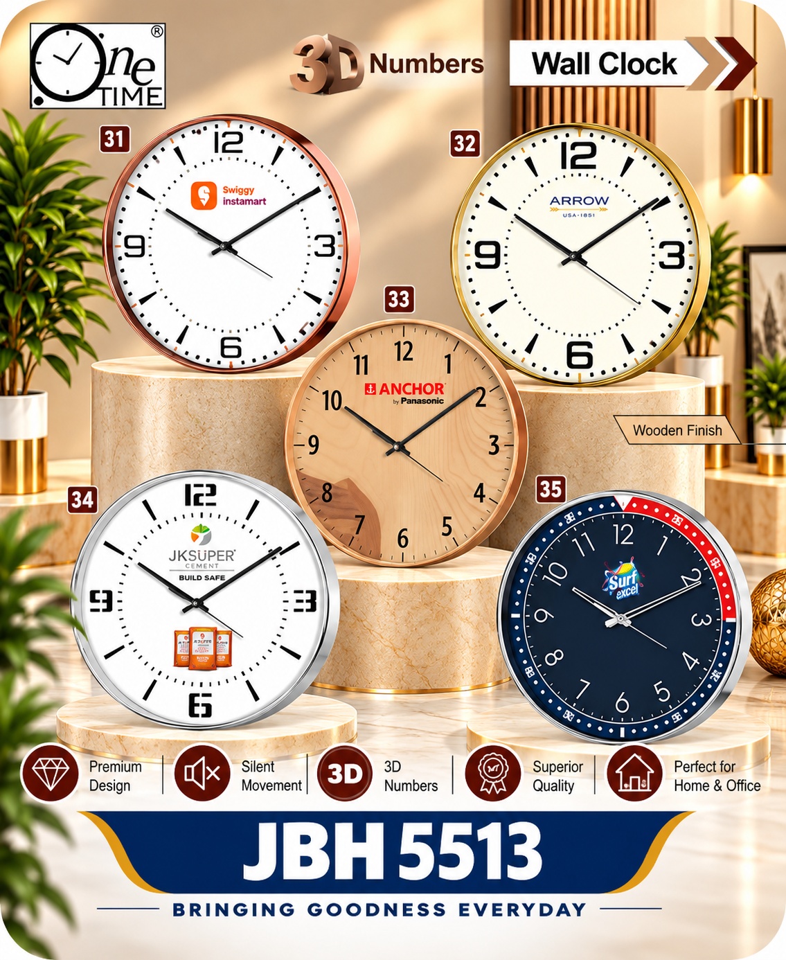 JBH 5513 – Premium 3D Wall Clocks