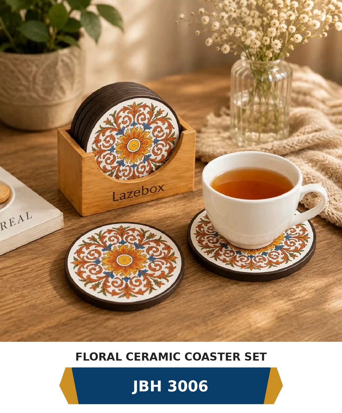 JBH 3006 – Floral Ceramic Coaster Set