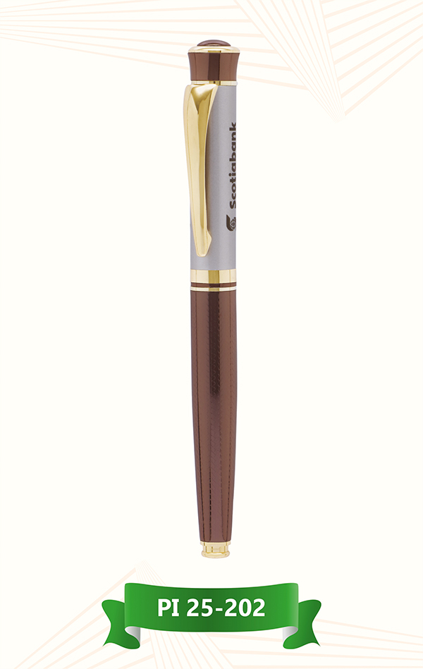 Premium Brown & Silver Roller Pen