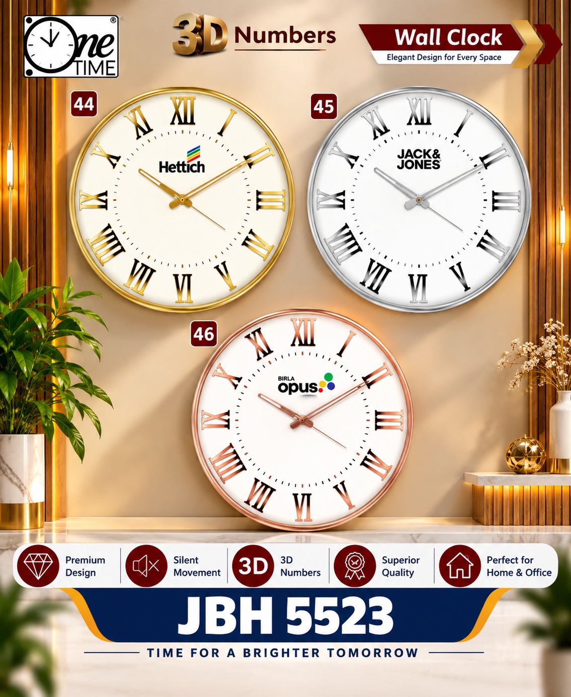 JBH 5523 – Premium 3D Wall Clocks