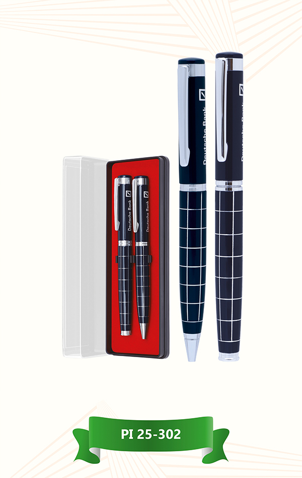 Executive Checkered Metal Pen Gift Set